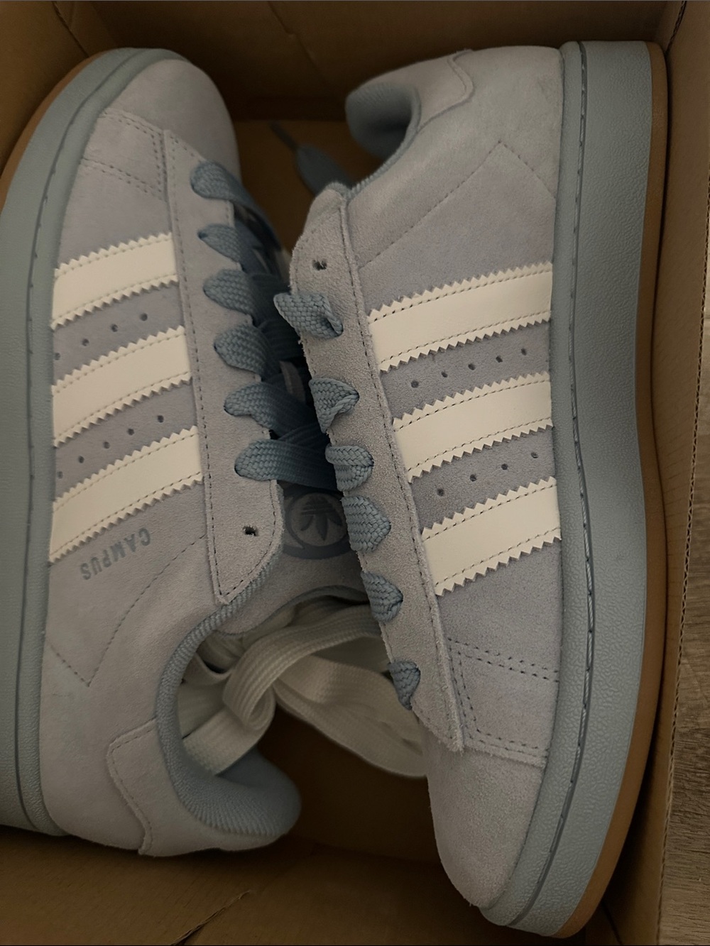 adidas Campus Suede Sneakers in Light Blue and White